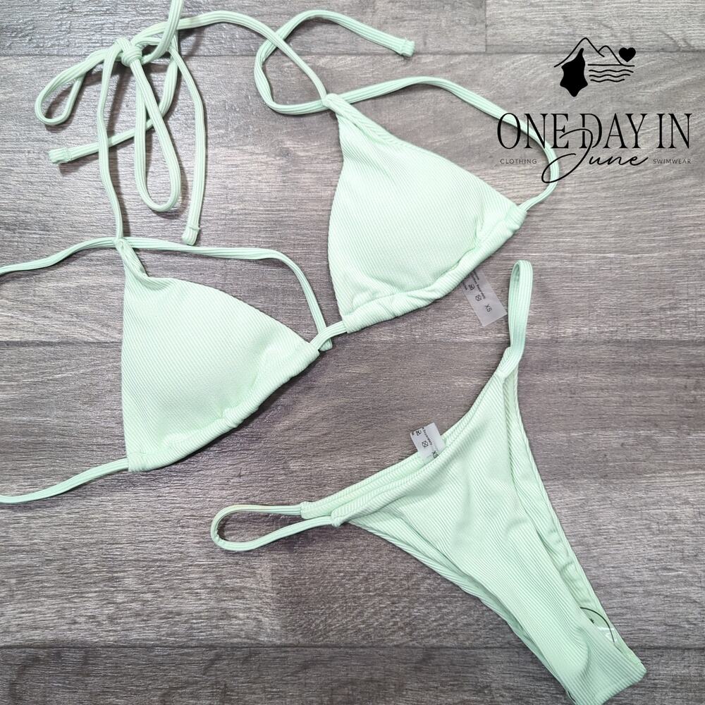 MakeMeChic Halter Ribbed Bikini Swimsuit Size XS
